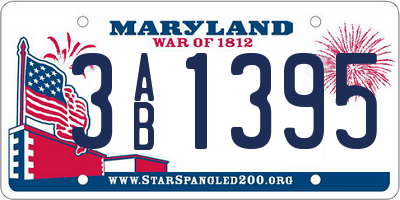 MD license plate 3AB1395
