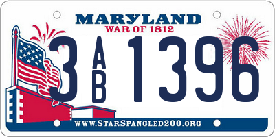 MD license plate 3AB1396