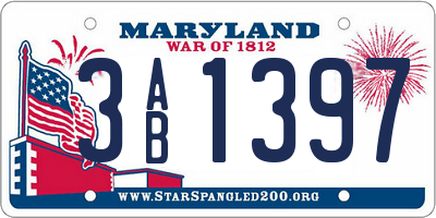 MD license plate 3AB1397
