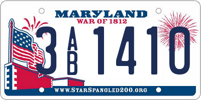 MD license plate 3AB1410