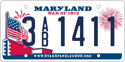 MD license plate 3AB1411