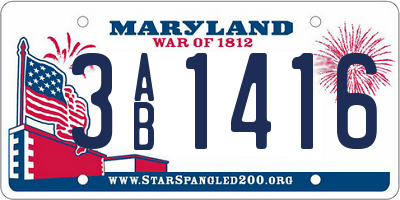 MD license plate 3AB1416