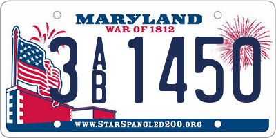 MD license plate 3AB1450