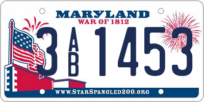 MD license plate 3AB1453