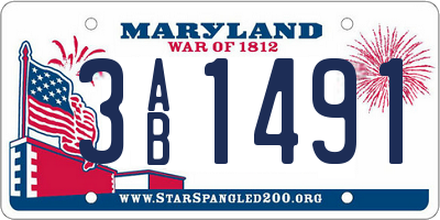 MD license plate 3AB1491