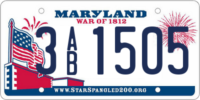 MD license plate 3AB1505