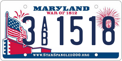 MD license plate 3AB1518