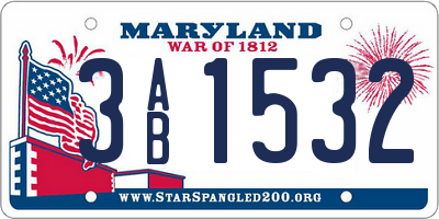 MD license plate 3AB1532