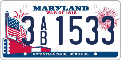 MD license plate 3AB1533