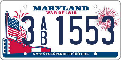 MD license plate 3AB1553