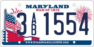 MD license plate 3AB1554