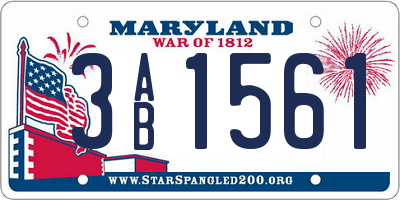 MD license plate 3AB1561