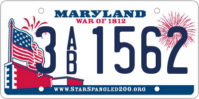 MD license plate 3AB1562