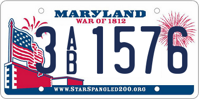 MD license plate 3AB1576