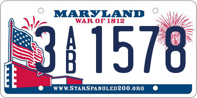 MD license plate 3AB1578