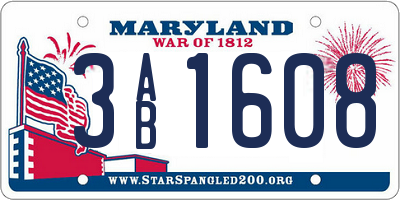 MD license plate 3AB1608