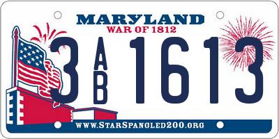MD license plate 3AB1613