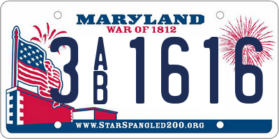 MD license plate 3AB1616
