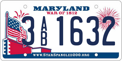 MD license plate 3AB1632