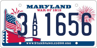 MD license plate 3AB1656
