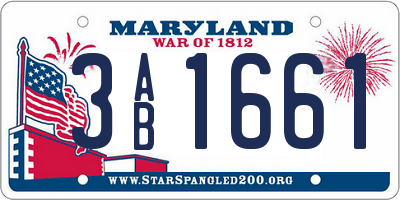 MD license plate 3AB1661