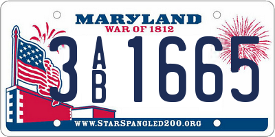 MD license plate 3AB1665