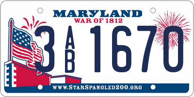 MD license plate 3AB1670