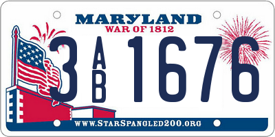 MD license plate 3AB1676
