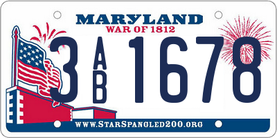 MD license plate 3AB1678