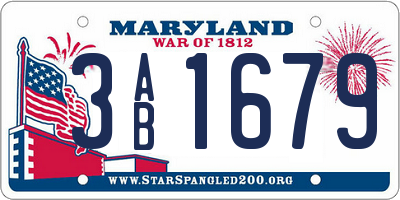 MD license plate 3AB1679
