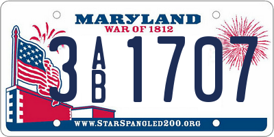 MD license plate 3AB1707