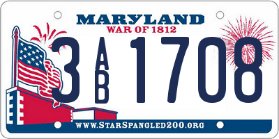 MD license plate 3AB1708