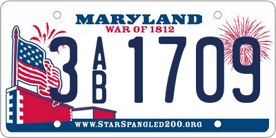 MD license plate 3AB1709