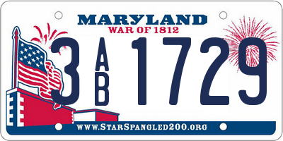 MD license plate 3AB1729