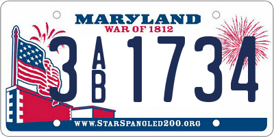 MD license plate 3AB1734