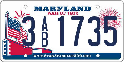 MD license plate 3AB1735