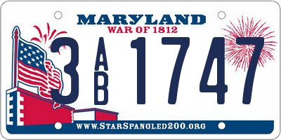 MD license plate 3AB1747