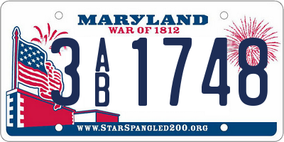 MD license plate 3AB1748