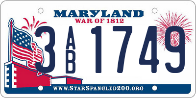 MD license plate 3AB1749