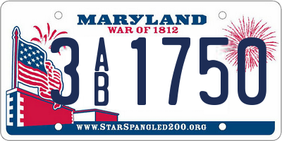 MD license plate 3AB1750