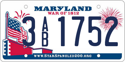 MD license plate 3AB1752