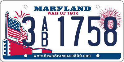 MD license plate 3AB1758