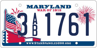 MD license plate 3AB1761