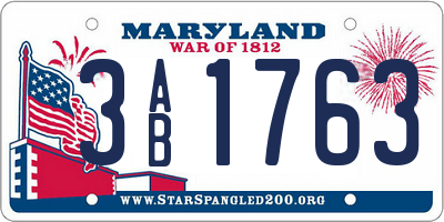 MD license plate 3AB1763