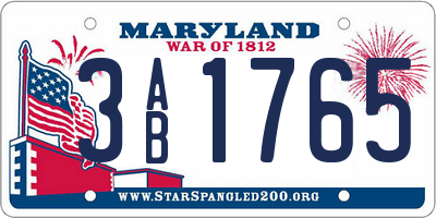 MD license plate 3AB1765