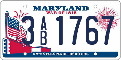 MD license plate 3AB1767