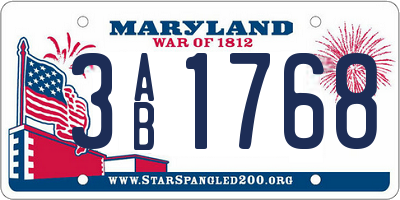 MD license plate 3AB1768