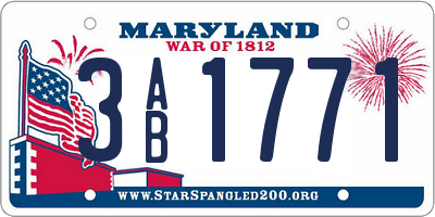 MD license plate 3AB1771
