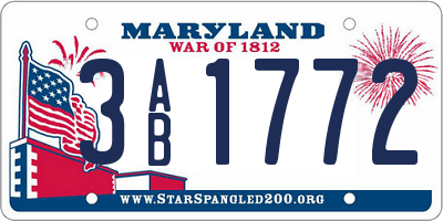 MD license plate 3AB1772