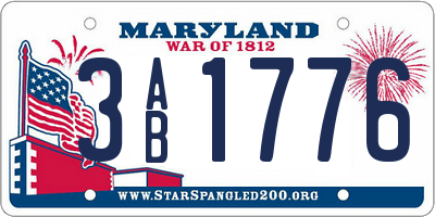 MD license plate 3AB1776